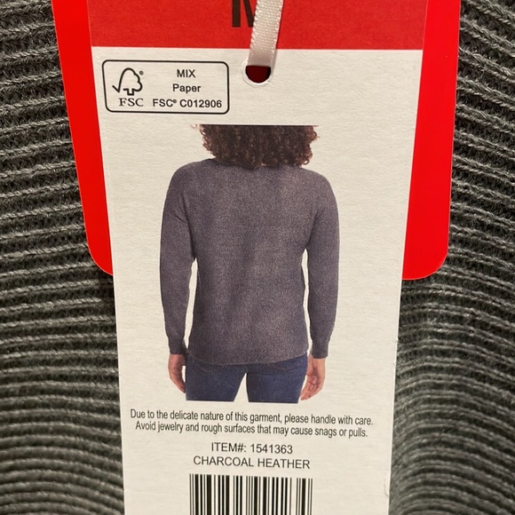 NWT Ella moss women’s medium gray soft V-neck ribbed sweater💋✨ - Picture 5 of 6